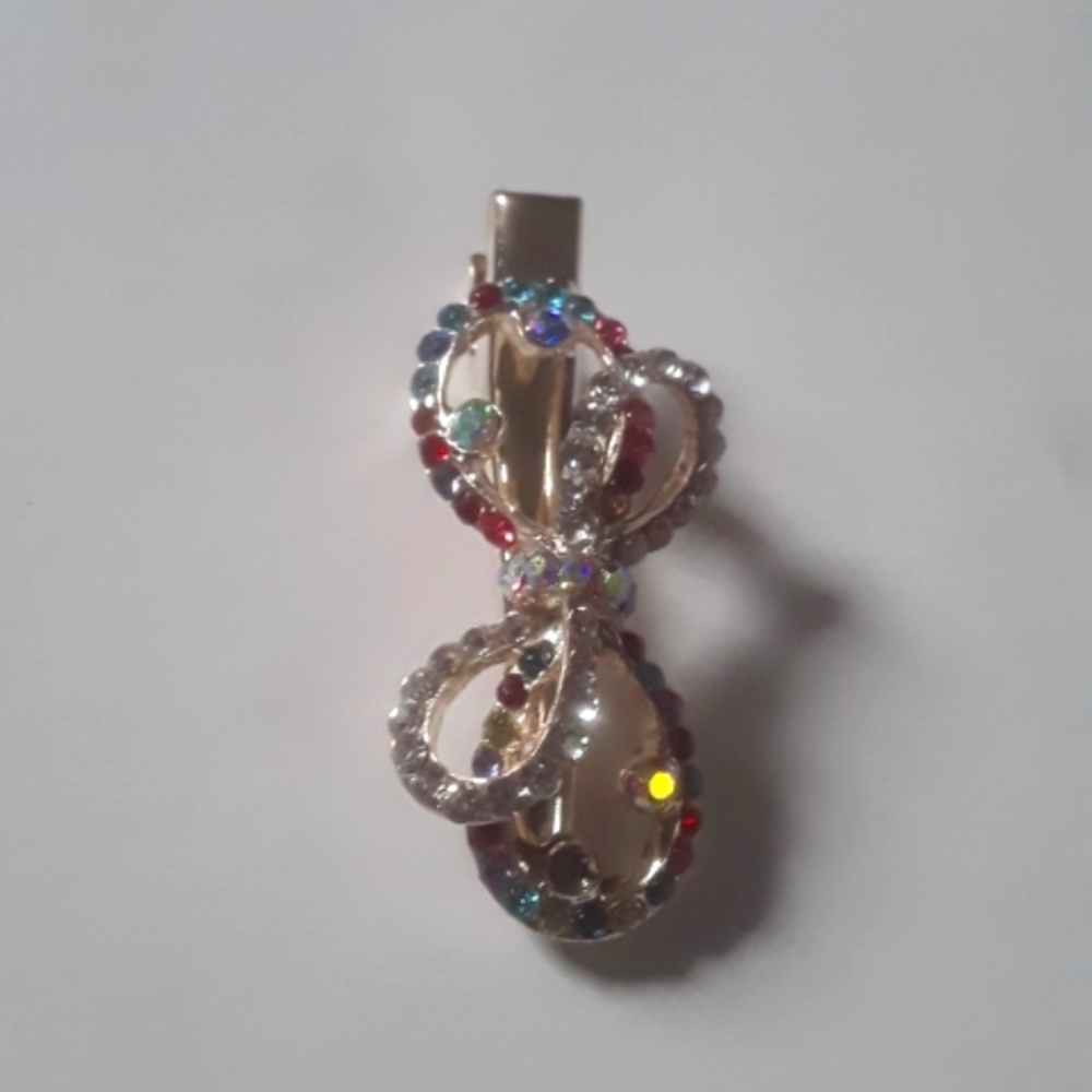 2 Rhinestone Hair Clip [Bow Shaped]